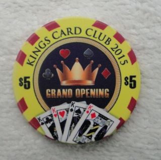 Kings Card Club Stockton,  Ca $5 Grand Opening Chip Of 2015