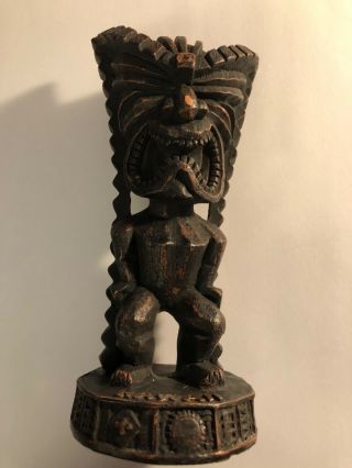 Ancient Hawaiian Tiki God Of Money Wood Statuette Figurine Decor Souvenir 7”