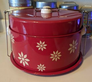 Vintage Red Pie And Cake Carrier