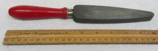 Vintage Carborundum Knife Sharpening Stone Sharpener Red Handle Honing Rod Usa