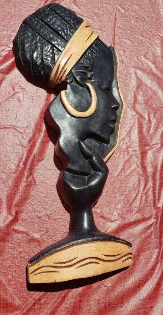Vintage Abstract African Art Tribal Woman Handmade Wood Carving Made In Ghana