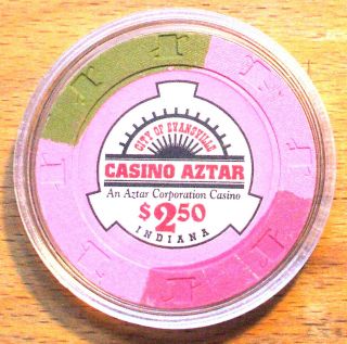 (1) $2.  50 Casino Aztar Casino Chip - Evansville - 1995 - Secondary Chip