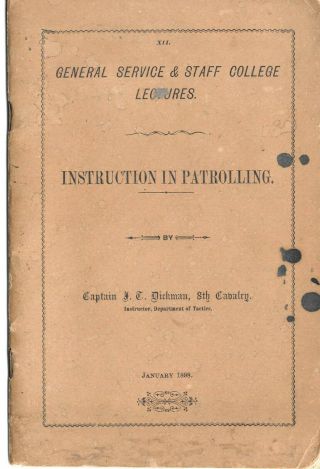 Instruction In Cavalry Patrolling 1898 Spanish American War 8th Cavalry Officer