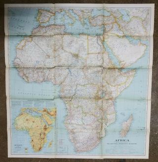 Vintage 1935 National Geographic Wall Map Of Africa - Large 29 " X 31 "