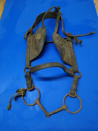 Antique Us Cavalry / Artillery Pack Horse /mule Bridle,  Bit And Blinders Ww 1