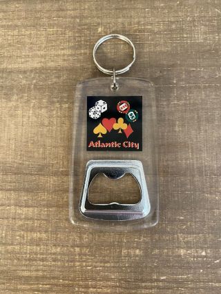 Atlantic City Casino Nj Key Chain Bottle Opener Vintage Dice Poker Chips Ace