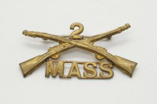 Spanish American War 2nd Infantry Massachusetts Guard Officer Hat Badge
