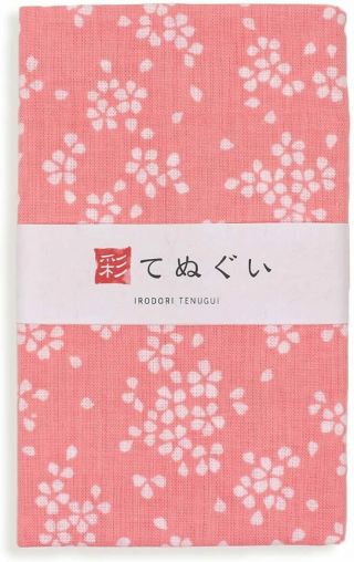 Japanese Traditional Towel Tenugui Chirizakura Cherry Blossoms Pink Cotton Japan