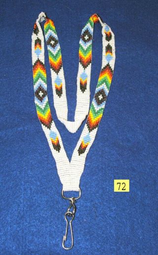 Beaded Lanyard Colorful Eagle Feather Design 30 " L W/ Swivel Clip Pearl 72