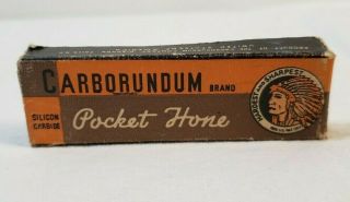 Vtg Carborundum Brand 149 Pocket Knife Hone Sharpening Stone American Indian