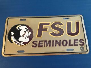 Florida State University Fsu Seminoles Wrapped Metal Booster License Plate Tag