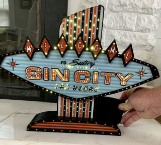 Vegas Sin City Fiber Optic Light Up Sign 17”x13”