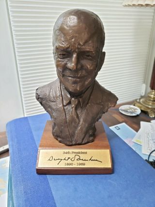 Vintage Bronze Resin Us President.  Eisenhower Bust 7 Inch Chesapeake