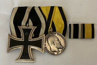 Ww1 Wwi German 2 Place Medal Bar With Matching Ribbon Bar