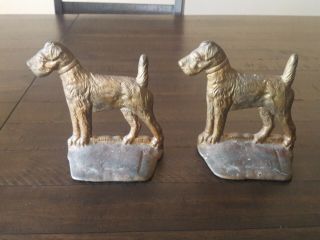 Vintage Bookends Dog Terrier,  Airedale,  Fox,  Welsh.  Solid Brass