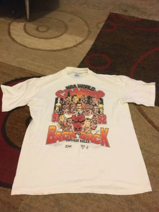 Vintage 1992 Nba World Champs Chicago Bulls Back To Back Shirt Large L