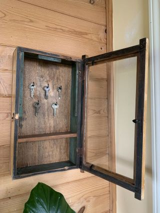 Vintage Wood Key Box Case Wall Mount Cabinet