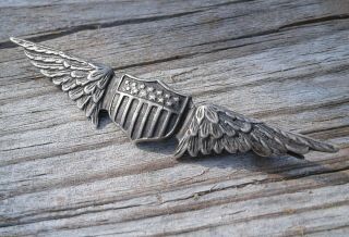 Vintage Post Wwi Named Sterling Silver Pilots 3 " Wings (b.  P.  Smith)