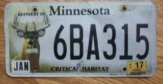Single Reinvest In Minnesota License Plate - 6ba315 - Critical Habitat - Deer