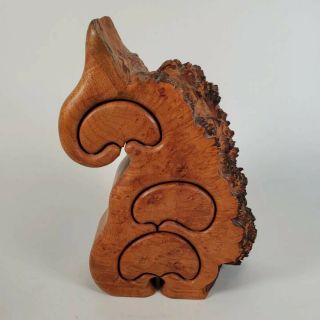 Vintage Hand Carved Maple Burl Squirrel With Live Edge & 3 Drawers