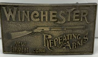 Vintage Winchester Repeating Rifle Arms Haven Conn Metal Belt Buckle