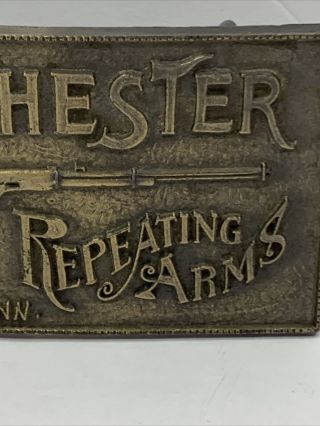 Vintage Winchester Repeating Rifle Arms Haven Conn Metal Belt Buckle 3