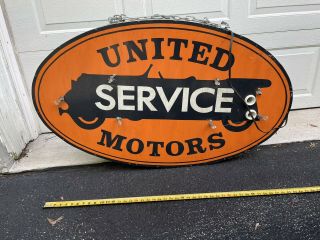Vintage United Motor Service Gasoline Gas Oil Chevy Auto Service Neon Sign