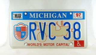 1997 Michigan Handicapped License Plate - - Old Car Base