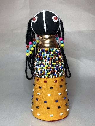 Vintage South African Ndebele 7.  5 " Ceremonial Initiation Beaded Cloth Doll