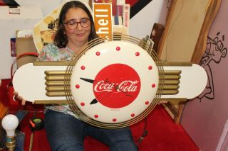 Rare Vintage C.  1950 Coca Cola Soda Pop 36 " Kay Displays Metal Clock Sign