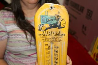 Vintage 1940 ' s John Deere Farm Implement Tractor Gas Oil Metal Thermometer Sign 2