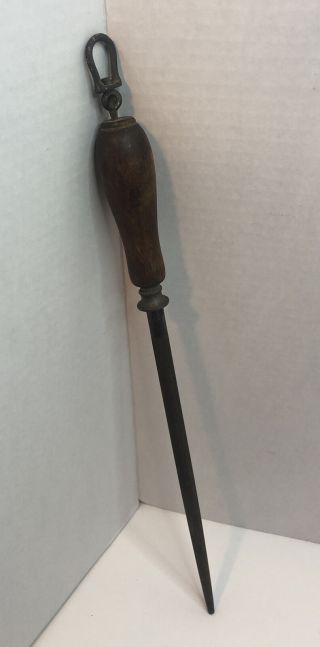 Vintage Champion Wood Handled Knife Sharpener Honing Steel Rod