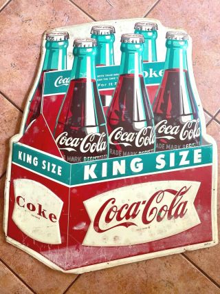 Rare Vintage Coca Cola King Pack Bottles Metal/tin Large Advertising Sign