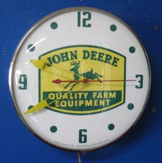Vintage Pam Lighted Advertising John Deere Quality Farm Equipment Clock