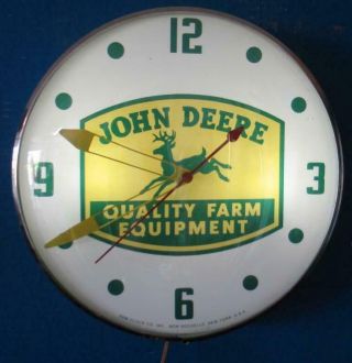Vintage Pam Lighted Advertising JOHN DEERE QUALITY FARM EQUIPMENT Clock 2