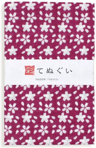 Japanese Traditional Towel Tenugui Sakura Cherry Blossoms Purple Made In Japan