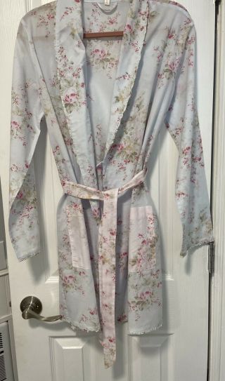Vintage Rachel Ashwell Shabby Chic Couture Lightweight Cotton Floral Robe Small