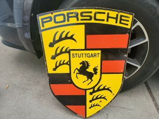Vintage Porsche Dealership Double Sided Porcelain Sign (scarce)