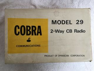 Vintage Dynascan Corp.  Cobra Model 29 23 Channel 2 - Way Cb Radio 1 Owner W/box