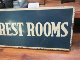 1938 Shell Oil Sign Gas Station Hospital Restrooms Flanged Sign 4