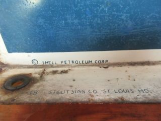 1938 Shell Oil Sign Gas Station Hospital Restrooms Flanged Sign 6