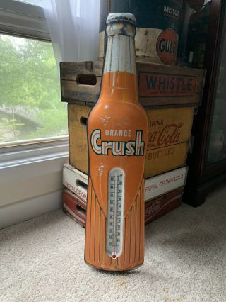 Vintage Orange Crush Soda Bottle Thermometer Rare 1950’s