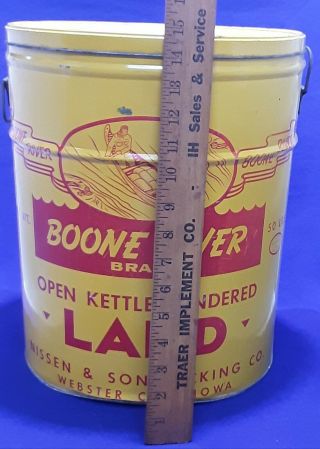rare BOONE RIVER 50 Lard Tin Can NISSON PACKING canoe Webster City IOWA sign 2