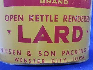 rare BOONE RIVER 50 Lard Tin Can NISSON PACKING canoe Webster City IOWA sign 5