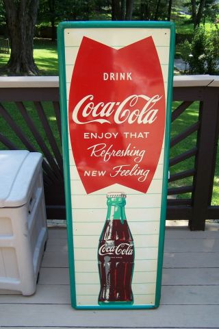 Vintage Coca - Cola Fish Tail Bottle Sign 1960 