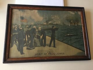 1918 E.  G.  Renesch Chicago World War Ww1 Poster Spirit Of Paul Jones Estate