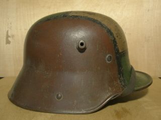 Ww1 German M - 16 Helmet.  Stahlhelm.  Size 64.  Camo,  Et64.  With Liner And Chinstrap