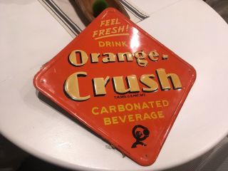 Vintage Orange Crush Soda Pop Tin Litho Sign Display 1930’s