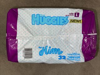 32 VINTAGE DIAPERS HUGGIES ULTRATRIM FOR HIM SIZE L (22 - 35lbs) 1989 ULTRA RARE 4
