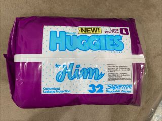 32 VINTAGE DIAPERS HUGGIES ULTRATRIM FOR HIM SIZE L (22 - 35lbs) 1989 ULTRA RARE 5